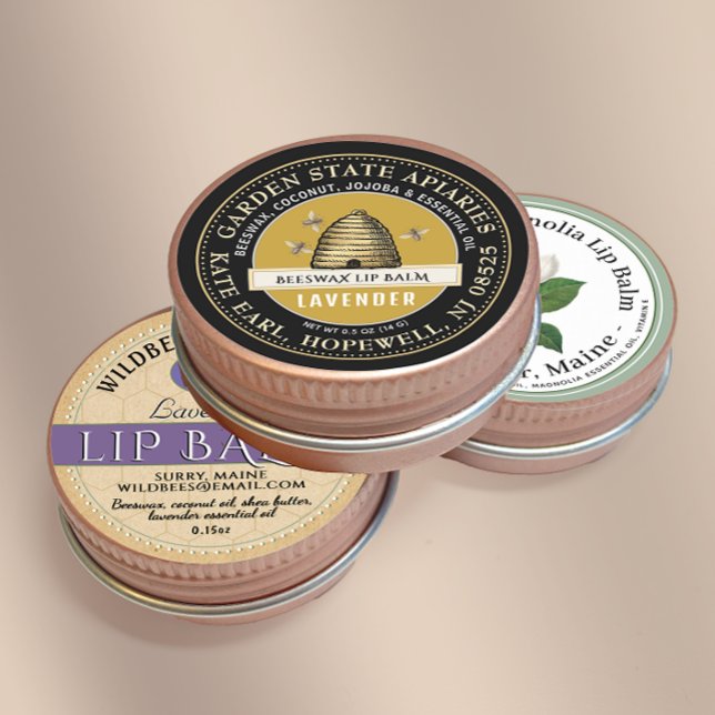 Adesivo Redondo Balão de lábios de cera de abelhas com vintage Ske (Criador carregado)