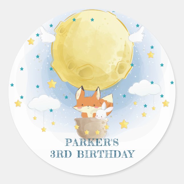 Adesivo Redondo Balão de Lua Air Personalizado Aniversário (Frente)