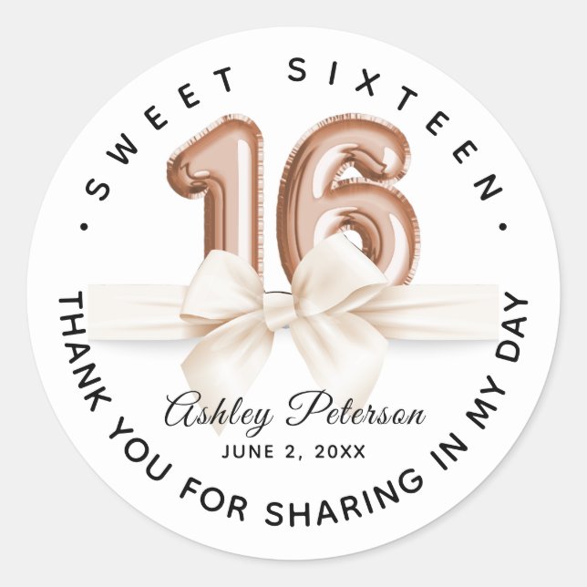 Adesivo Redondo Balão de Luxo 16 Docinho Personalizado (Frente)