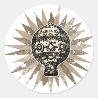 Adesivo Redondo Balão de Ornamentado de Vintage - Em relevo