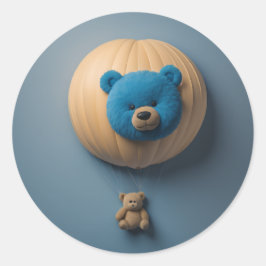 Adesivo Redondo Balão de urso Azul