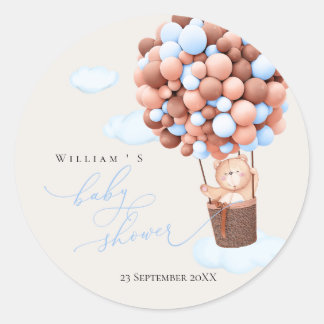 Adesivo Redondo Balão do Urso do chá de fraldas Sticker