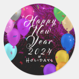 Adesivo Redondo Balão feliz ano novo