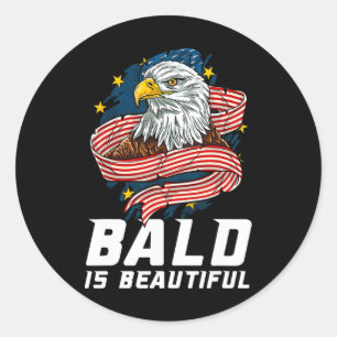 Adesivo Redondo Bald É Belo Dia 4 De Julho, Águia Patriótica Usa