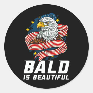 Adesivo Redondo Bald É Belo Dia 4 De Julho, Águia Patriótica Usa