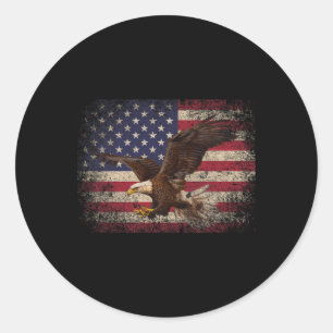 Adesivo Redondo Bald Eagle 4 de julho Presente Americano Fla
