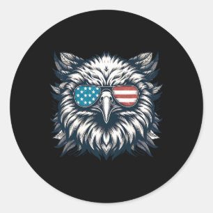 Adesivo Redondo Bald Eagle American Usa 4 De Julho Funn Patriótico