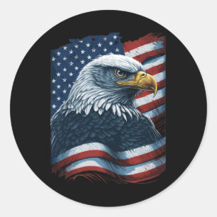 Adesivo Redondo Bald Eagle Orgulhosa Bandeira Americana Patriótica