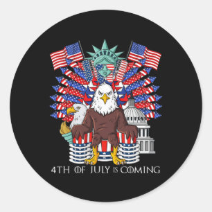 Adesivo Redondo Bald Eagle Throne 4 De Julho EUA Patriotic Boys K