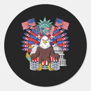 Adesivo Redondo Bald Eagle Throne 4 De Julho EUA Patriotic Boys K