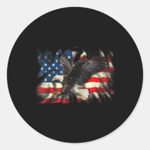 Adesivo Redondo Bald Eagle Vintage - Bandeira Americana Patriótica