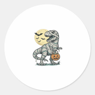 Adesivo Redondo Balde de Doces de T-Rex Múmia de Halloween Vetor V