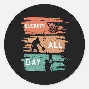 Adesivo Redondo Baldes todo o dia design de basquetebol