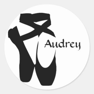Adesivo Redondo Balé Ballerina Calçados com ponteiro preto Adesi