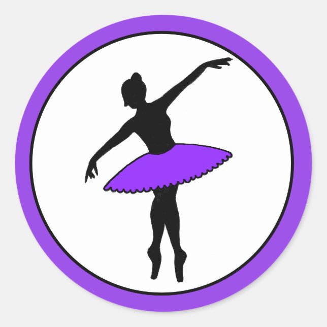 Adesivo Redondo Balé Ballerina Neon Dancer Silhouette Purple (Frente)
