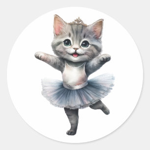 Adesivo Redondo Balé de bailarina de cinza