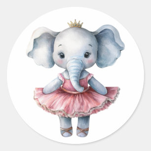 Adesivo Redondo Balé de dança de bailarina de elefante
