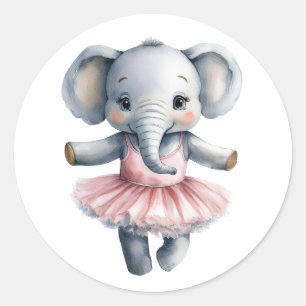 Adesivo Redondo Balé de dança de bailarina de elefante