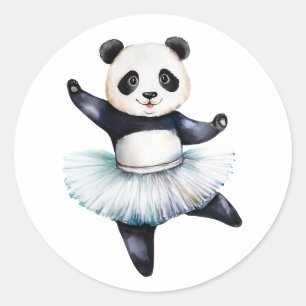 Adesivo Redondo Balé de dança de bailarina de panda bonito