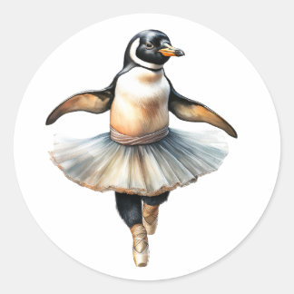 Adesivo Redondo Balé de dança de bailarina de pinguim bonito