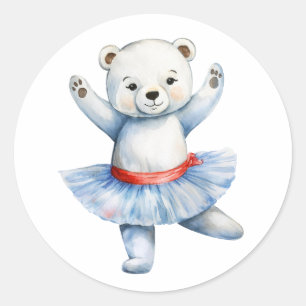 Adesivo Redondo Balé de dança de bailarina de urso polar, bonito