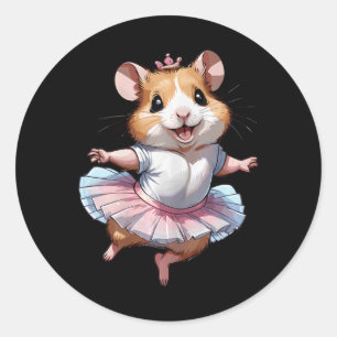 Adesivo Redondo Balé De Hamster Único E Moderno E Ballerina