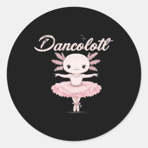 Adesivo Redondo Balé engraçado Mãe Dancolotl Axolotl Balé Mo