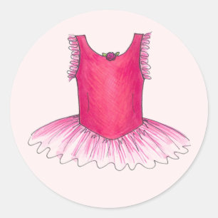 Adesivo Redondo Balé rosa Dance Ballerina Tutu Stickers