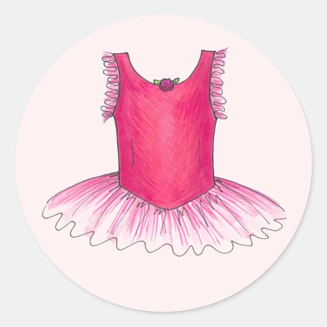 Adesivo Redondo Balé rosa Dance Ballerina Tutu Stickers (Frente)