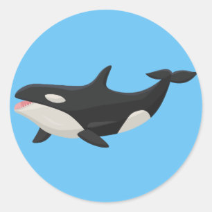 Adesivo Redondo Baleia animado da orca