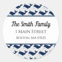 Adesivo Redondo Baleia Azul, Rótulo de Endereço Náutico