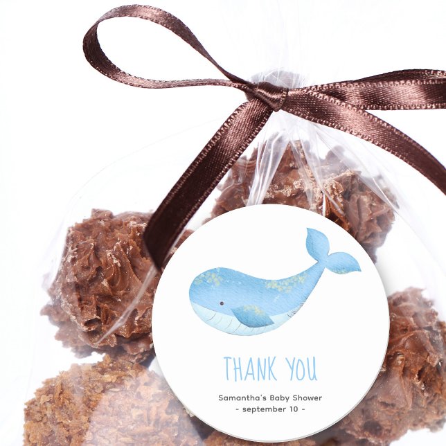 Adesivo Redondo Baleia d'água - obrigado chá de fraldas (Criador carregado)