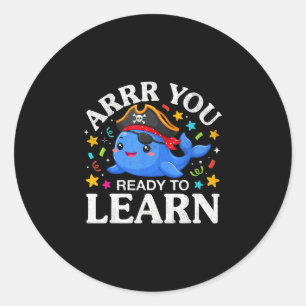 Adesivo Redondo Baleia engraçada arrr pronta para aprender profess