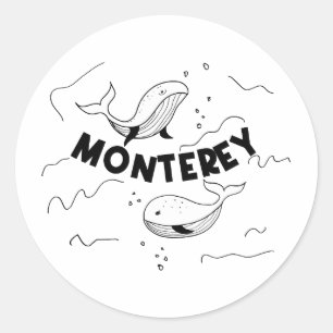 Adesivo Redondo Baleias da Califórnia em Monterey