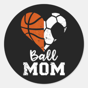 Adesivo Redondo Ball Mãe Diversão Cardíaca Futebol de Basquete Mãe