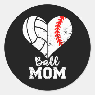 Adesivo Redondo Ball Mãe Ele Baseball Voleibol Mãe