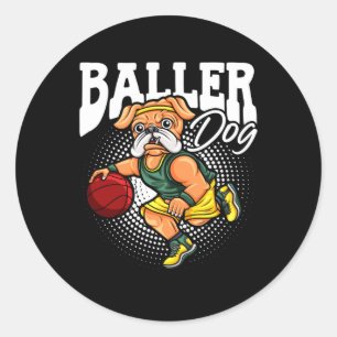 Adesivo Redondo Baller Dog Sports Atleta Bulldog Muscular Bas