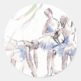 Adesivo Redondo Ballerina Balé de Aquarela