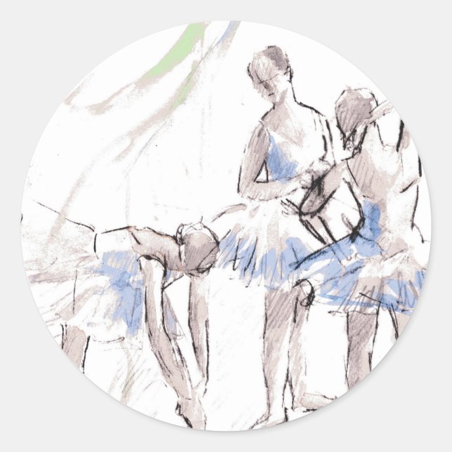 Adesivo Redondo Ballerina Balé de Aquarela (Frente)