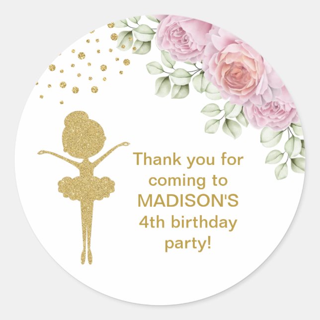 Adesivo Redondo Ballerina Ballerina, Bíblia de Aniversário, Glitte (Frente)