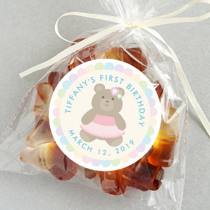 Adesivo Redondo Ballerina Bebê Cubo Cubo Bico Primeira Festa de a