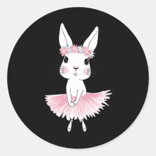 Adesivo Redondo Ballerina Bunny Balé Rabbit Garota F