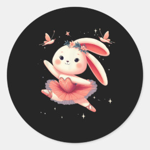 Adesivo Redondo Ballerina Bunny Balé Rabbit Garota F