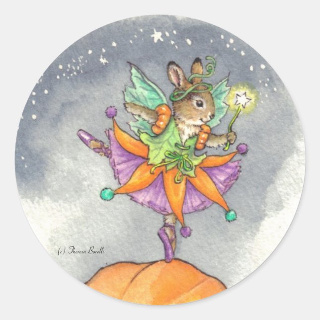 Adesivo Redondo Ballerina Bunny Stickers Halloween (Frente)