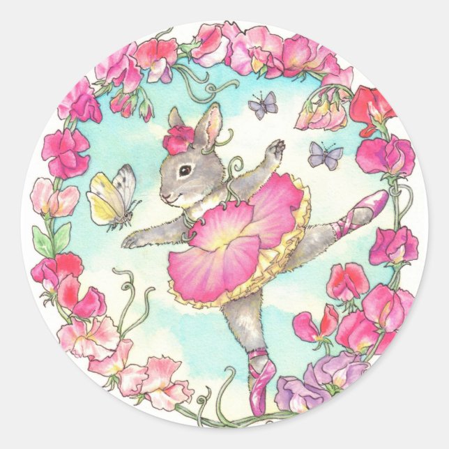 Adesivo Redondo Ballerina Bunny Stickers Sweet Pea (Frente)