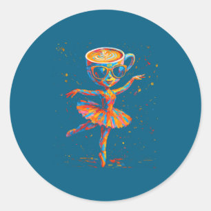Adesivo Redondo Ballerina Cappuccina de Meme de Brainrot Italiano
