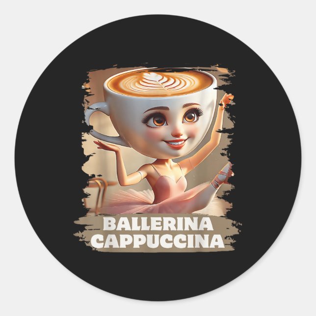 Adesivo Redondo Ballerina Cappuccina Funny Italiana Brainrot Memo  (Frente)