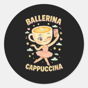 Adesivo Redondo Ballerina Cappuccina Itália Brainrot Memória Viral