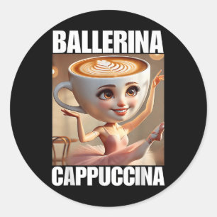 Adesivo Redondo Ballerina Cappuccina - Memória Brainrot Italiana