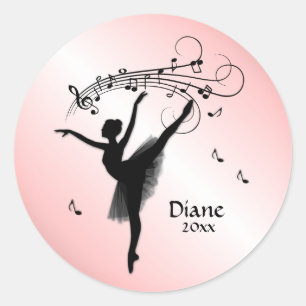 Adesivo Redondo Ballerina Dançando com Música Pessoal